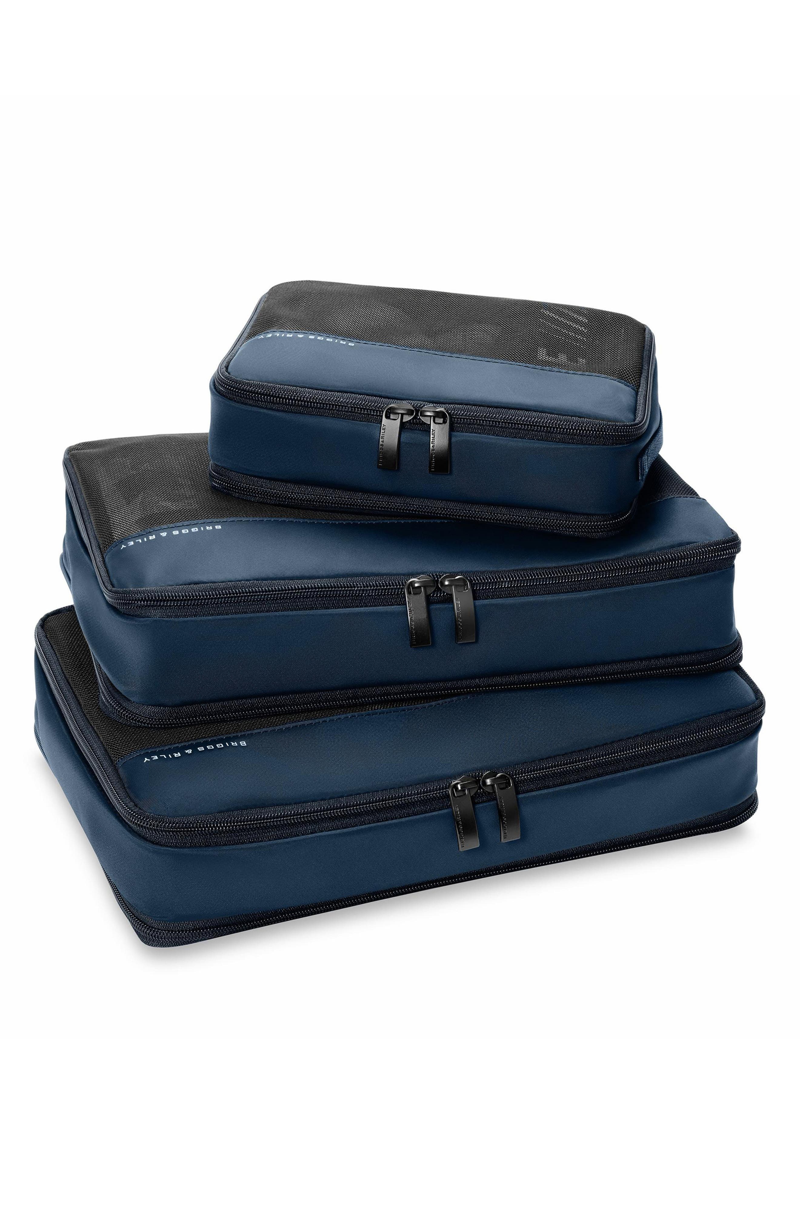 Briggs & Riley 3-Piece Carry-On Compression Packing Cubes, Alternate, color, Navy
