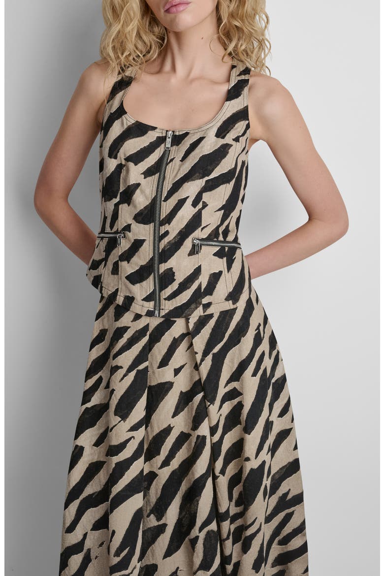 Animal Print Sleeveless Zip Top, Alternate, color, GEO ANIMAL