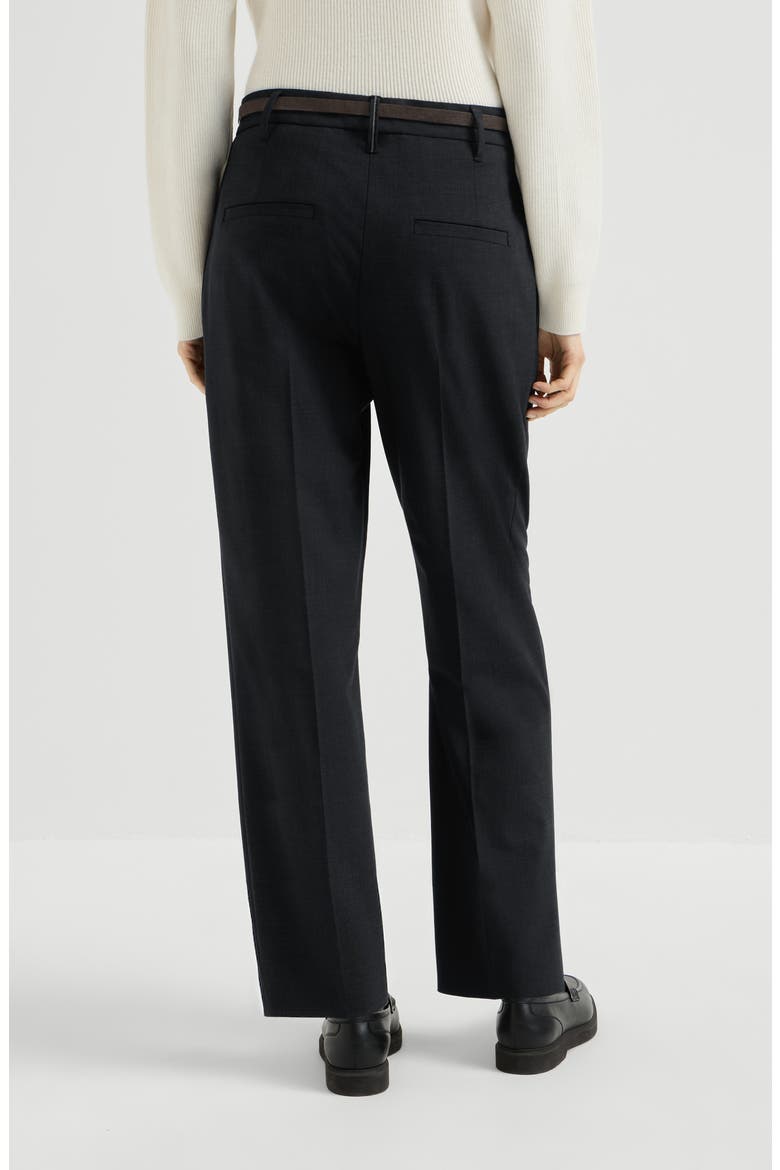 Tropical luxury wool slouchy trousers with monili, Alternate, color, Lignite
