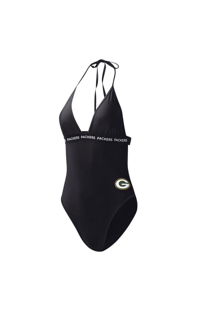 G-III 4HER BY CARL BANKS Women's G-III 4Her by Carl Banks Black Green Bay Packers Full Count One-Piece Swimsuit, Alternate, color, 