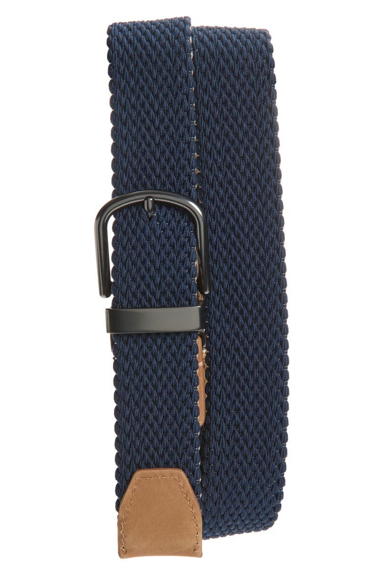 Stripe Reversible Stretch Woven Belt, Alternate, color, KHAKI/ NAVY