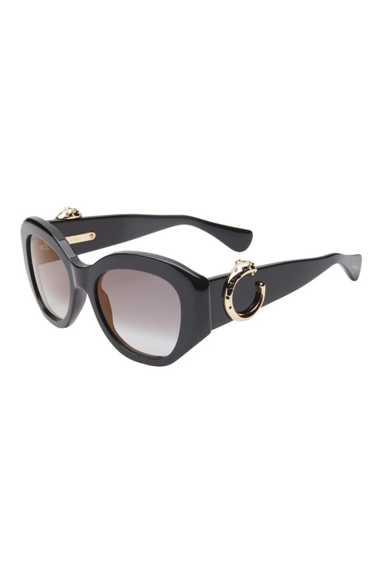 53mm Gradient Butterfly Sunglasses, Alternate, color, BLACK