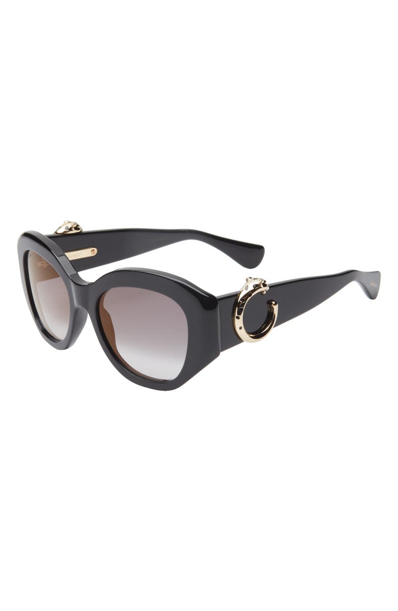 Cartier 53mm Gradient Butterfly Sunglasses, Alternate, color, Black