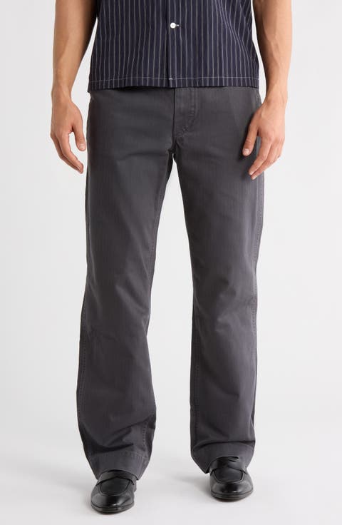 Herringbone Twill Straight Leg Pants