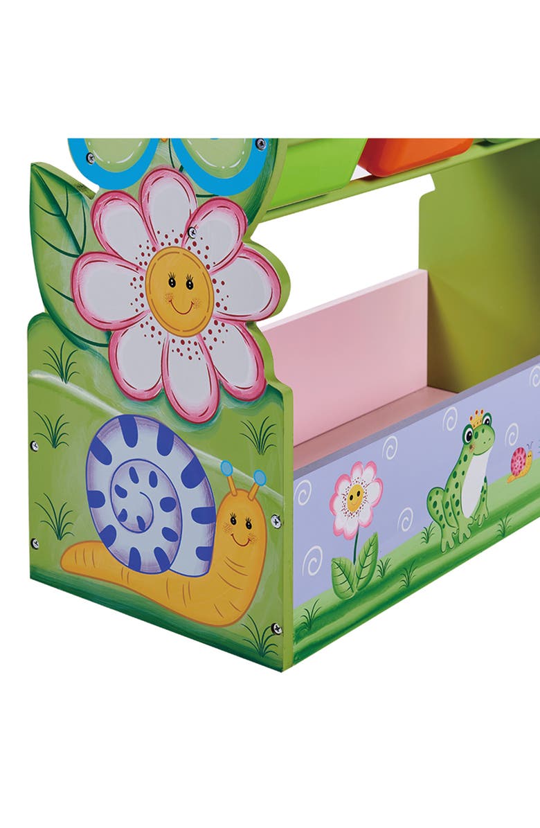 Teamson Kids Fantasy Fields Magic Garden Wood Toy Organizer & 6-Piece Storage Bin Set, Alternate, color,