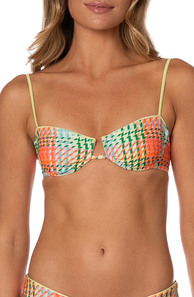 Maaji Dreamy Grid Amatista Underwire Reversible Bikini Top, Main, color, Open Green