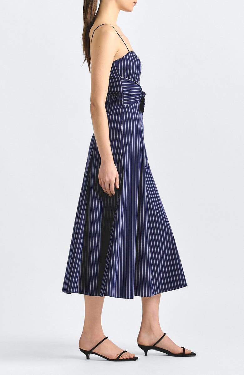 Derek Lam 10 Crosby Zandra Tie Waist Sleeveless Midi Dress, Alternate, color, Dark Navy Stripe