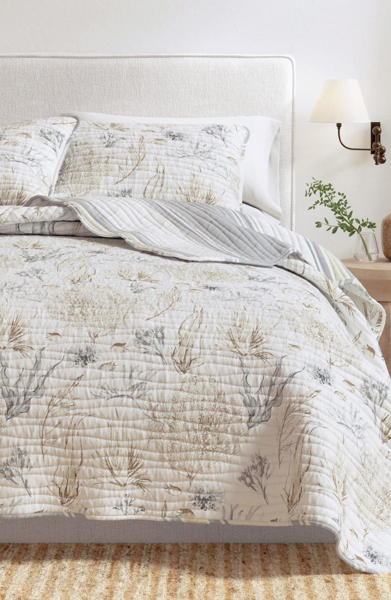 Woven & Weft Coastal Print Quilt & Shams Set, Alternate, color, Sea Maze