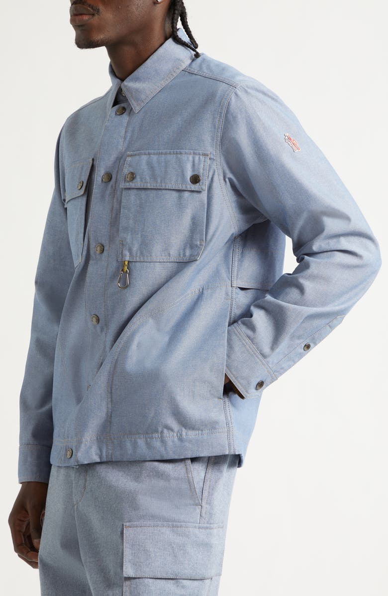 Moncler Grenoble Chambray Snap Shirt Jacket, Alternate, color, Rain Washed