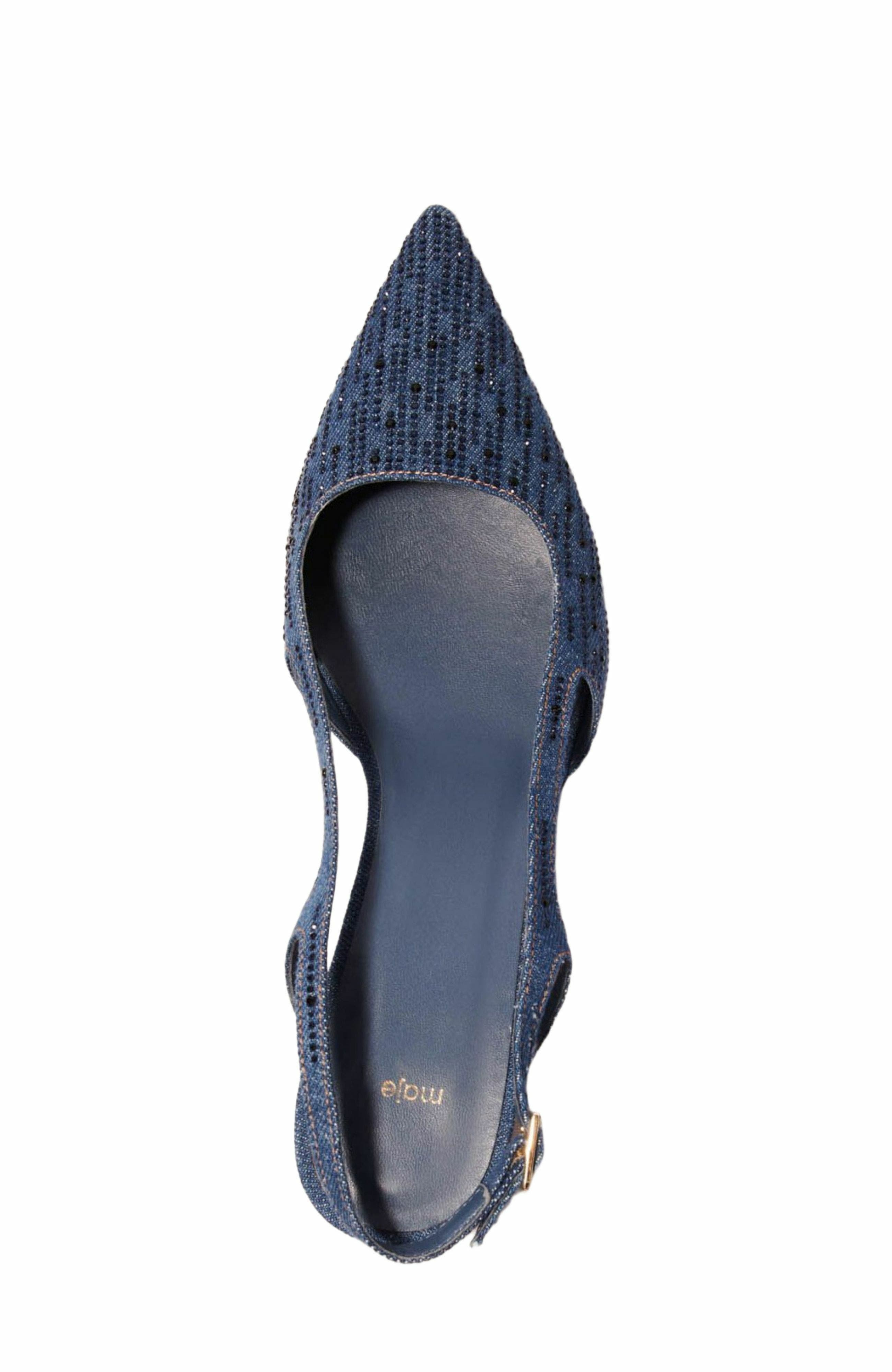 maje Slingback pump in rhinestone denim, Alternate, color, 