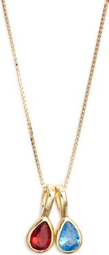 Set & Stones Multi Birthstone Teardrop Charm Necklace