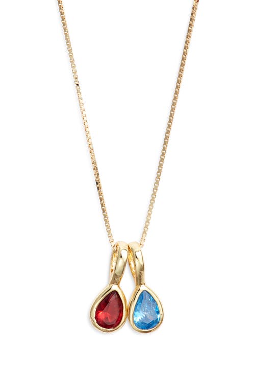 Set & Stones Multi Birthstone Teardrop Charm Necklace in Gold /2 Charms 
