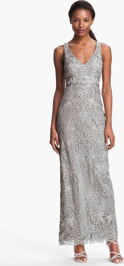 Sue Wong V-Neck Embroidery & Bead Overlay Gown | Nordstrom Sue Wong V-Neck Embroidery & Bead Overlay Gown | Nordstrom
