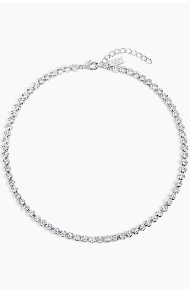 Electric Picks Jewel Bezel Tennis Necklace - Silver, Main, color, Silver