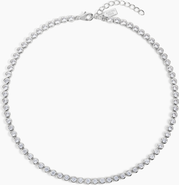 Electric Picks Jewel Bezel Tennis Necklace - Silver