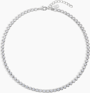 Electric Picks Jewel Bezel Tennis Necklace - Silver