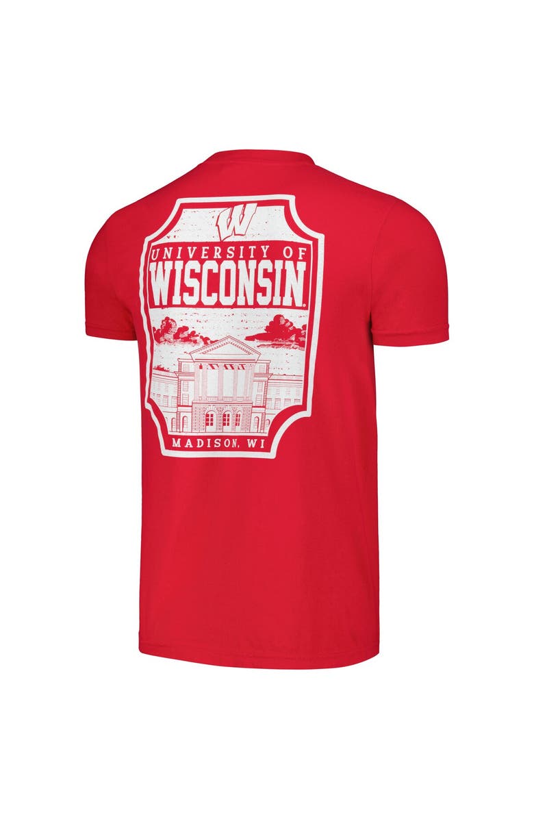 IMAGE ONE Men's Red Wisconsin Badgers Campus Badge Comfort Colors T-Shirt, Alternate, color, Red
