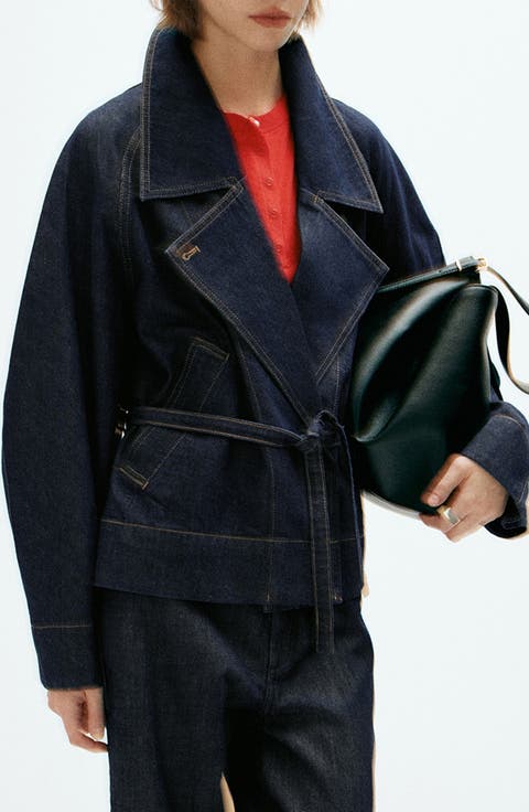 Belted Denim Trench Coat