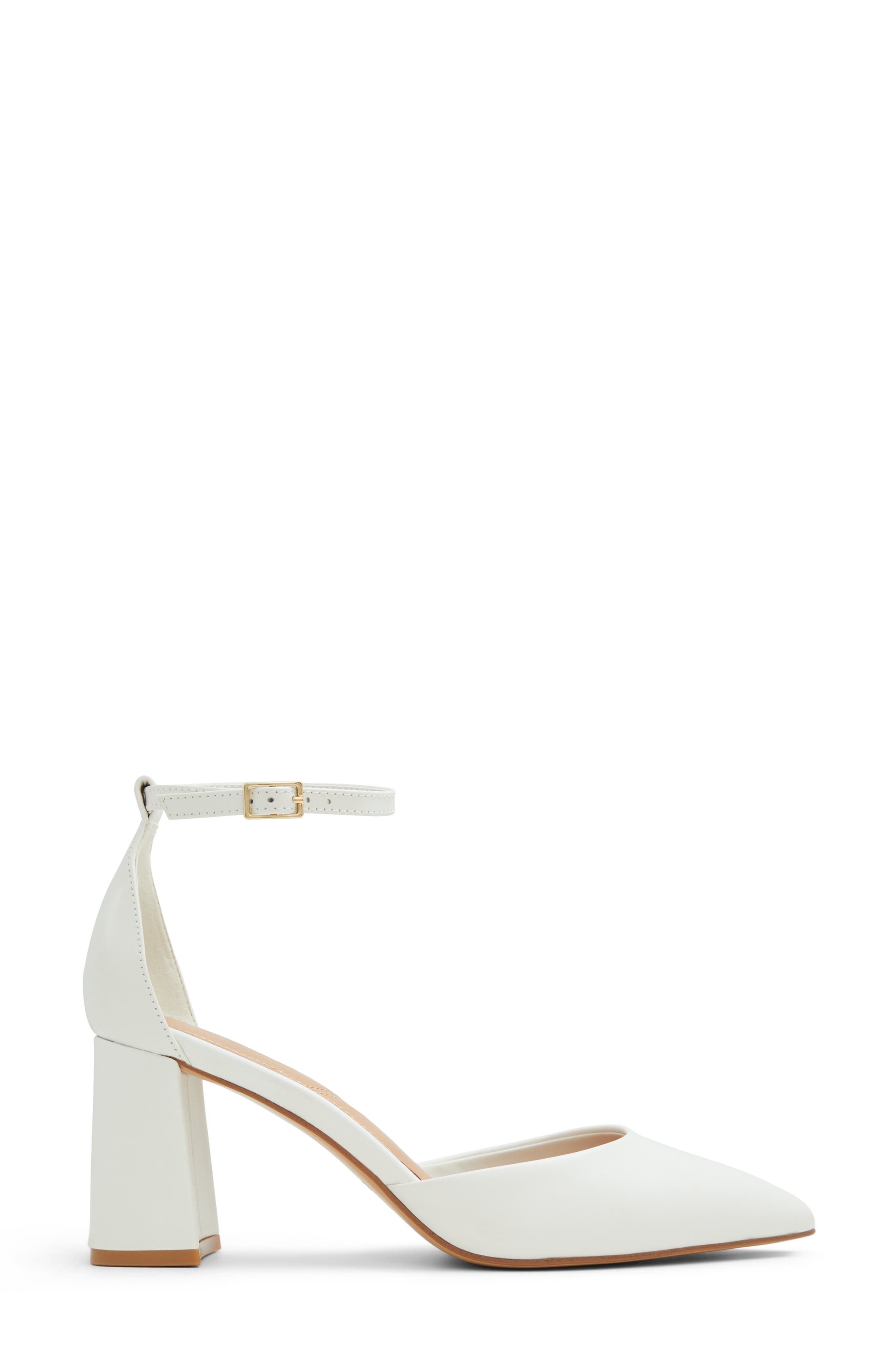 ALDO Jan Ankle Strap Pointed Toe Pump, Alternate, color, White