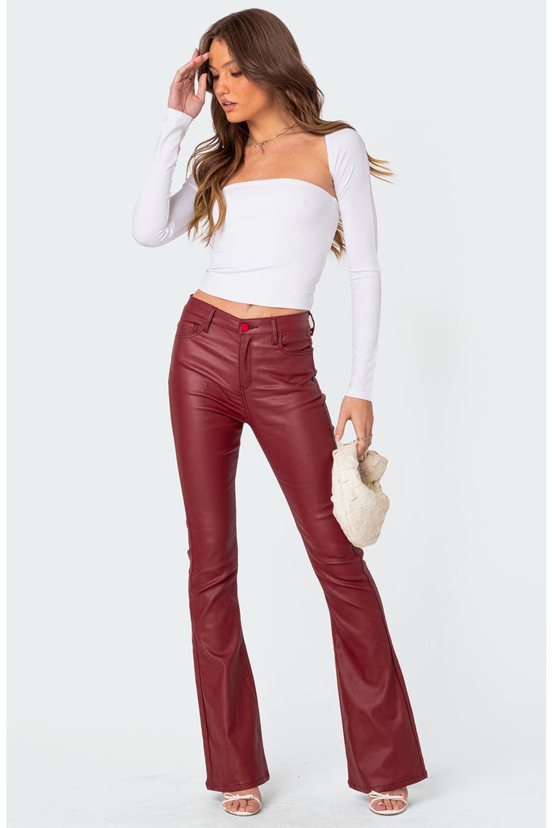 Luna Faux Leather Flare Pants, Alternate, color, BURGUNDY