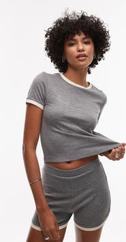 Topshop Everyday Fitted Lettuce Edge Cotton Blend T-Shirt