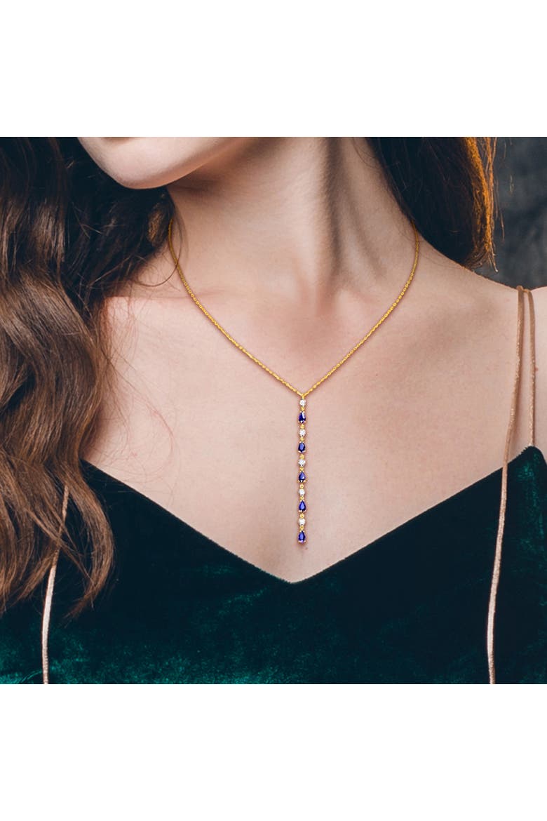 Sapphire & Diamond Lariat Necklace 14k, Alternate, color, Sapphire