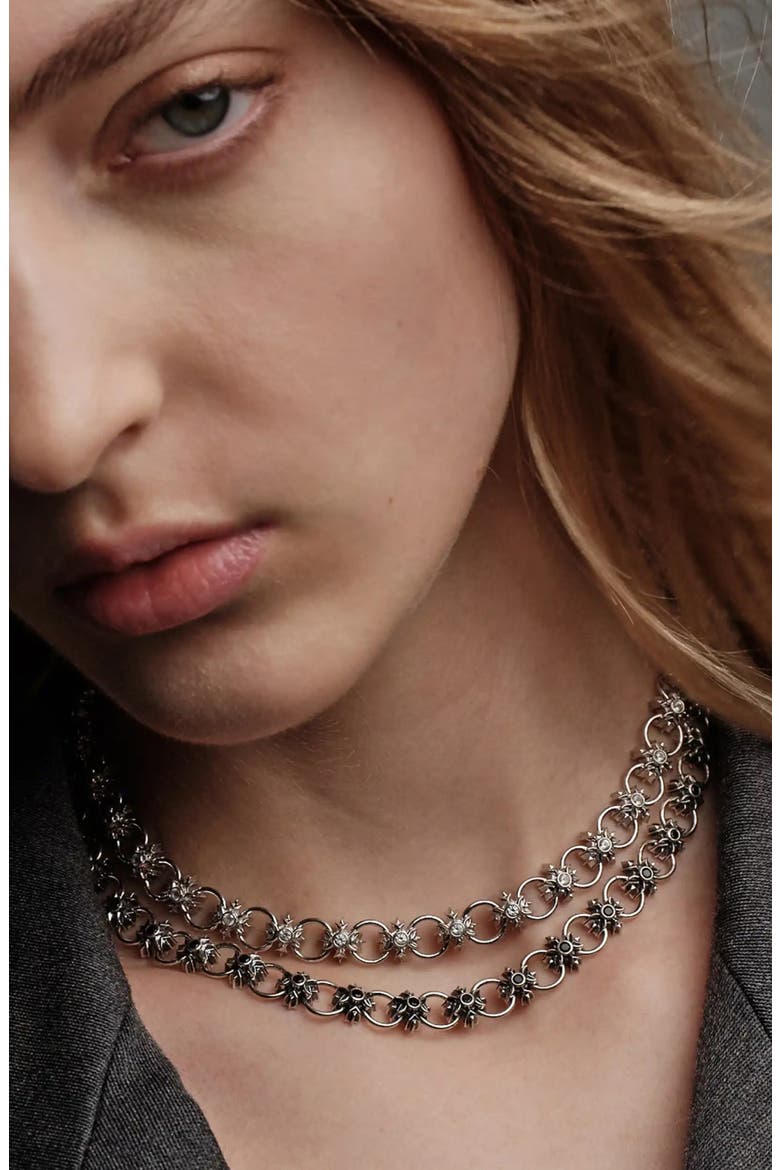 Triple Moon Crest Necklace, Alternate, color, OXODIZED STERLING SILVER