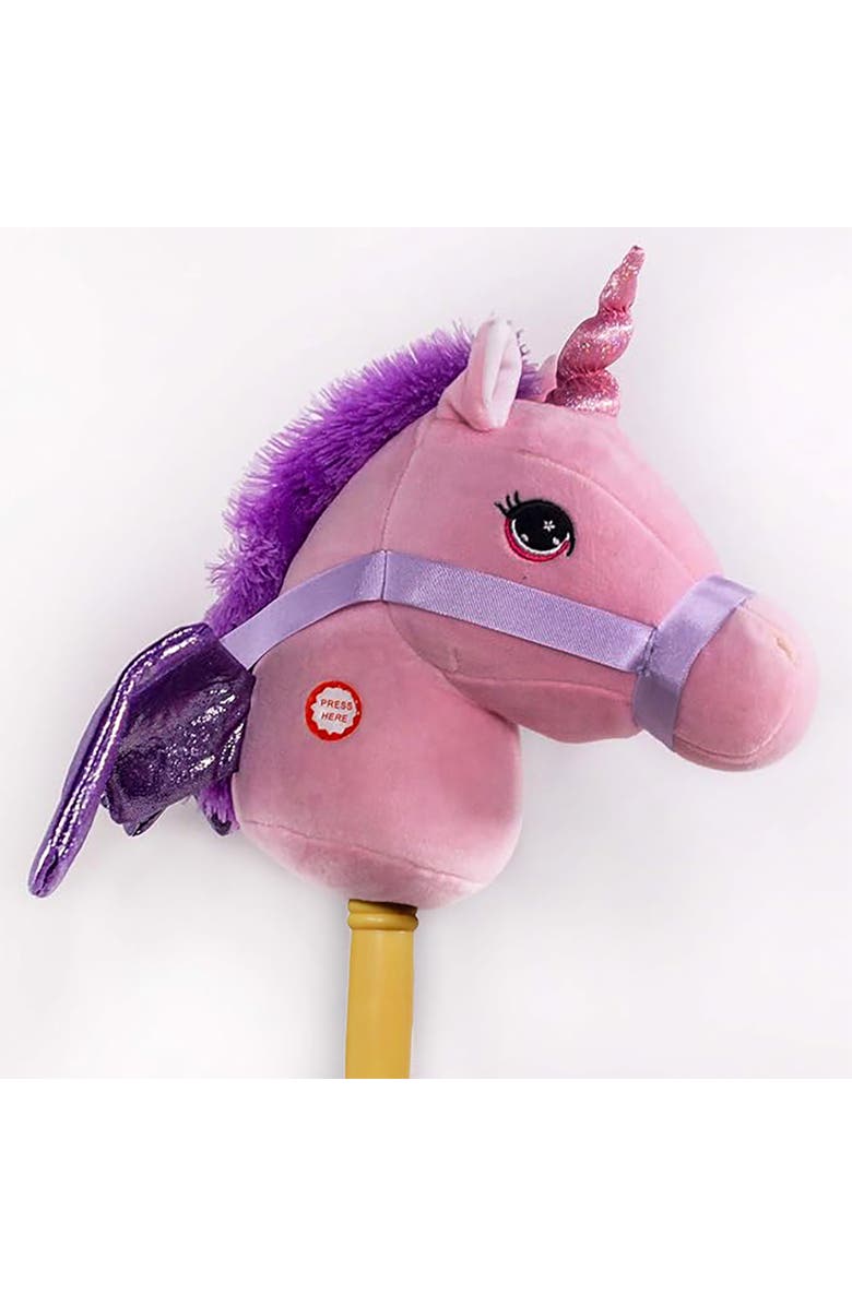 Ponyland 28 Inch Unicorn Stick Horse with Sound Toy, Alternate, color, Multicolored