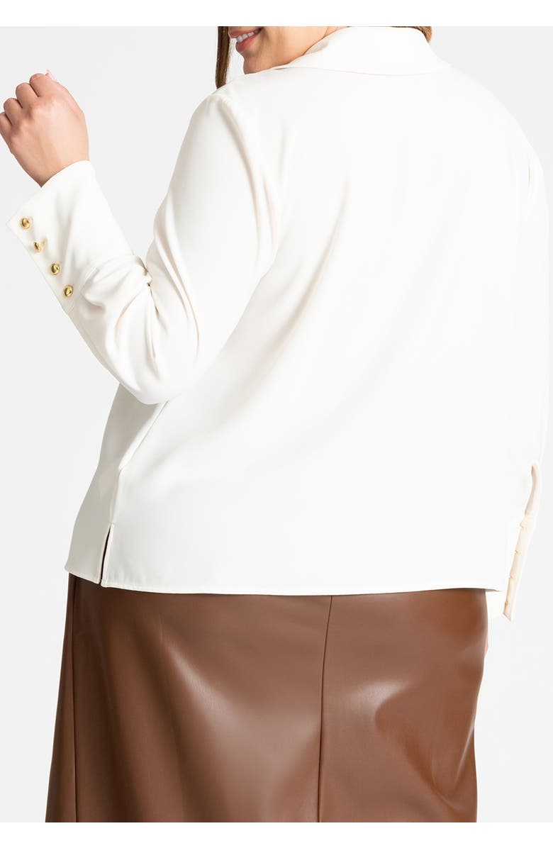 ELOQUII Pointed Collar Button Up Shirt, Alternate, color, Tofu