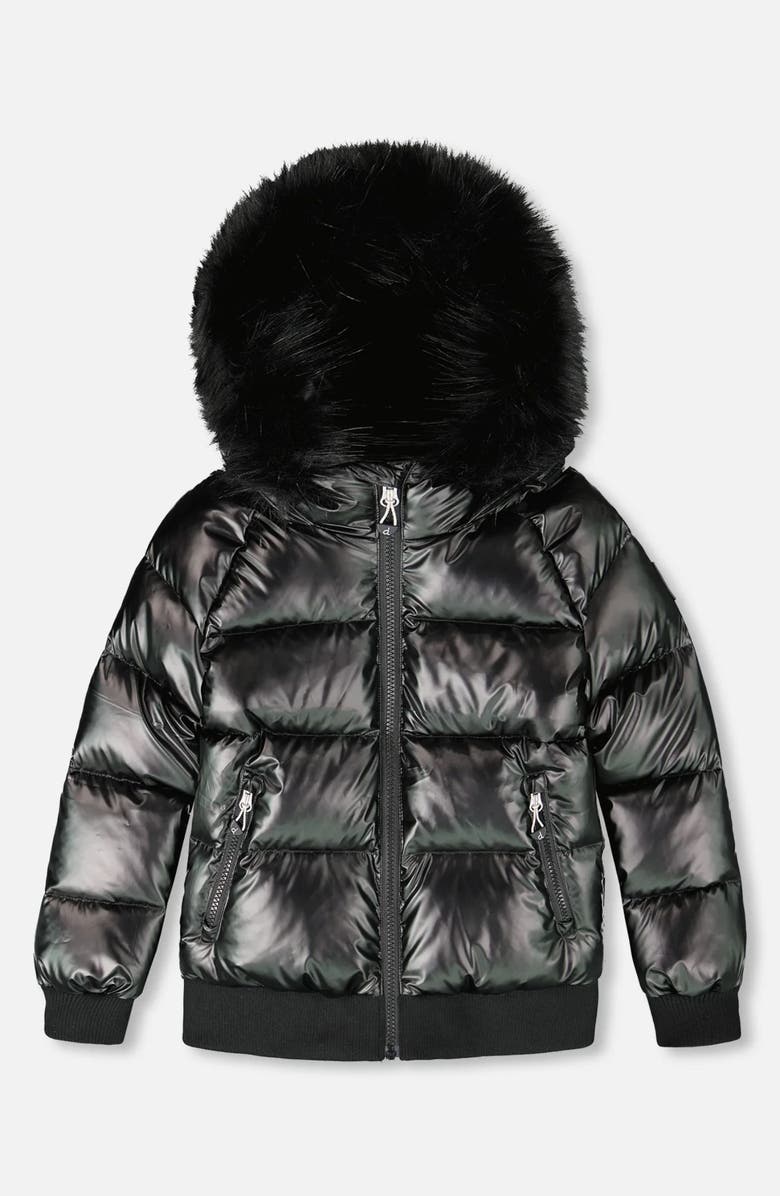 Deux par Deux Quilted Bomber-Style Winter Coat, Main, color,