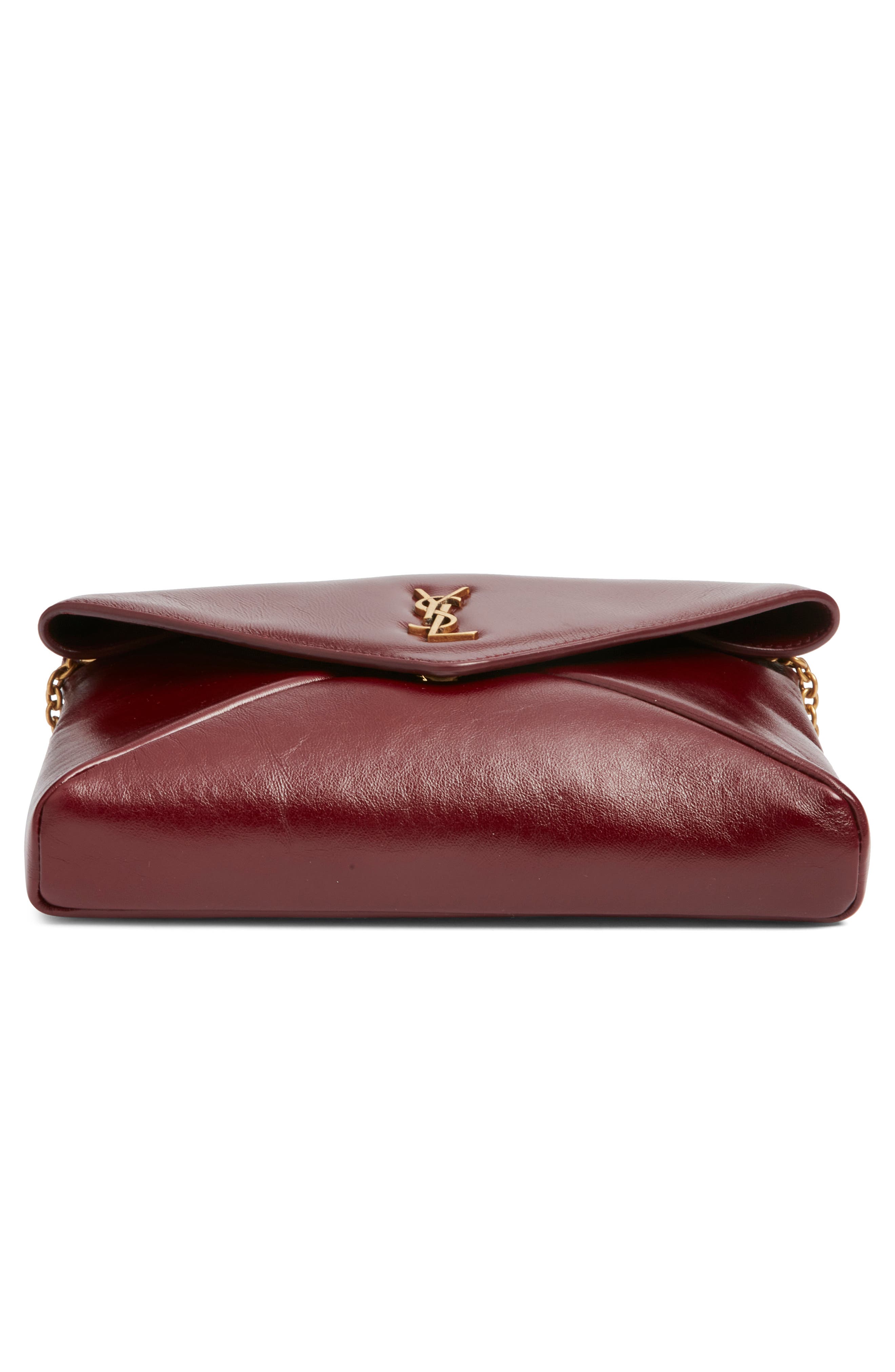 Saint Laurent Small Cassandre Leather Shoulder Bag, Alternate, color, Dark Ruby