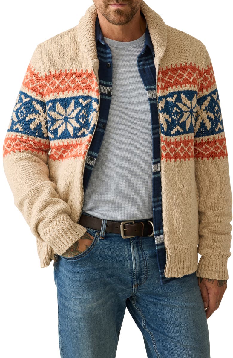 Faherty Surf to Snow Zip-Up Cardigan, Main, color, Pacific Wheat