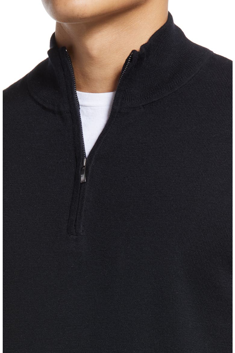 Tech-Smart Quarter Zip Pullover Sweater, Alternate, color, BLACK