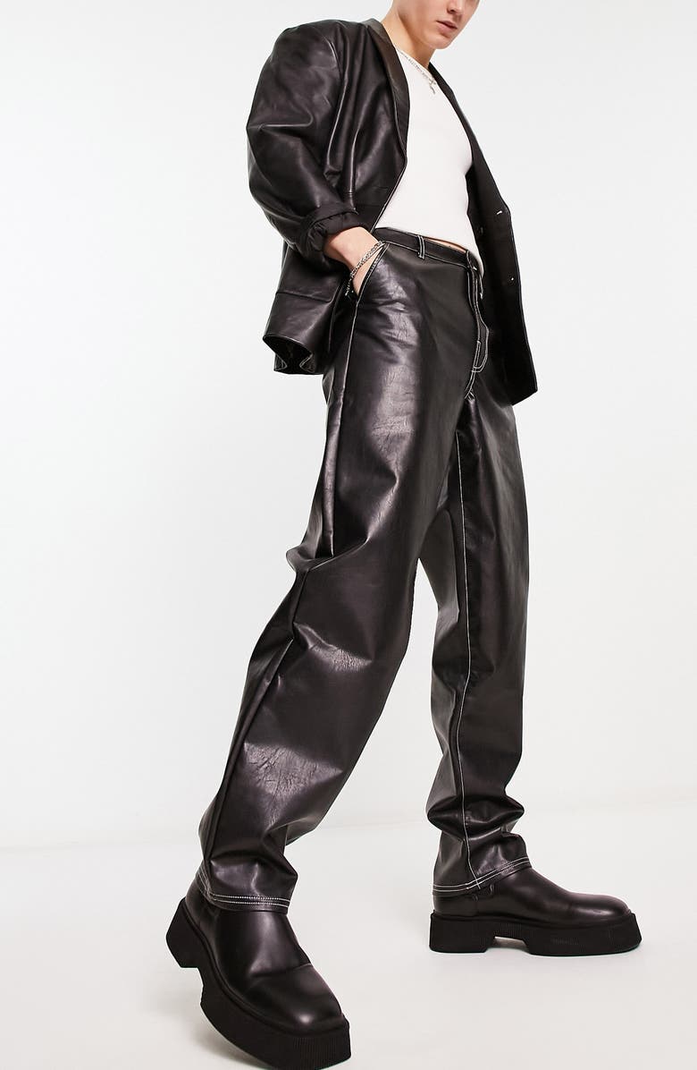 ASOS DESIGN Faux Leather Trousers, Alternate, color, 