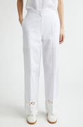 EENK Lace Trim Stripe Wide Leg Pants