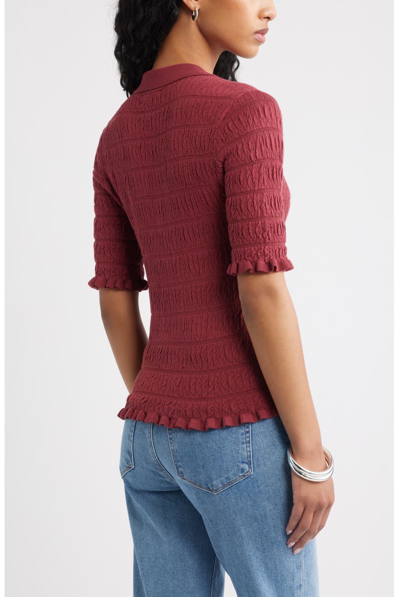 Textured Short Sleeve Cardigan, Alternate, color, RED RUBY