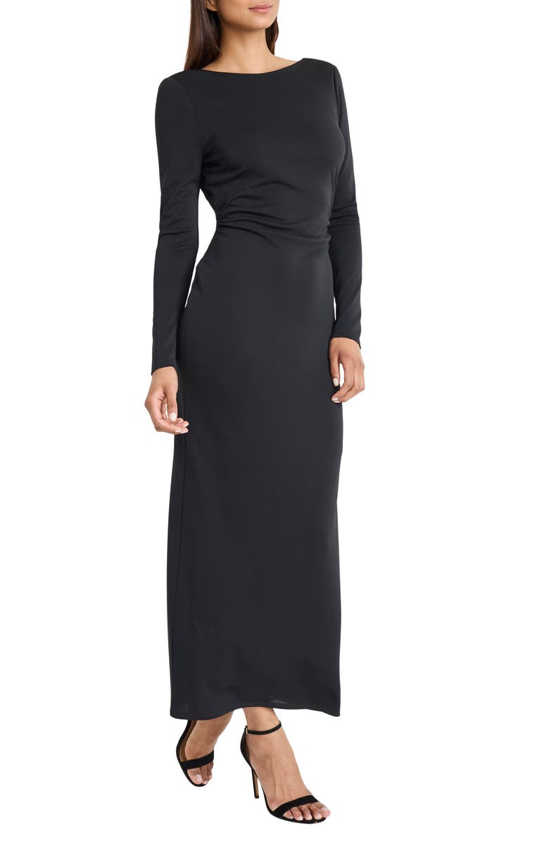 DONNA MORGAN FOR MAGGY Long Sleeve Boat Neck Maxi Dress, Alternate, color, Black