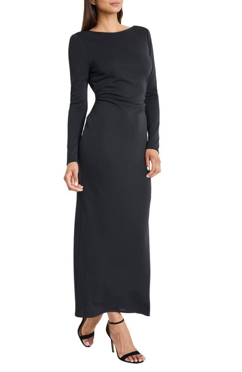 Donna Morgan For Maggy Long Sleeve Boat Neck Maxi Dress In Black