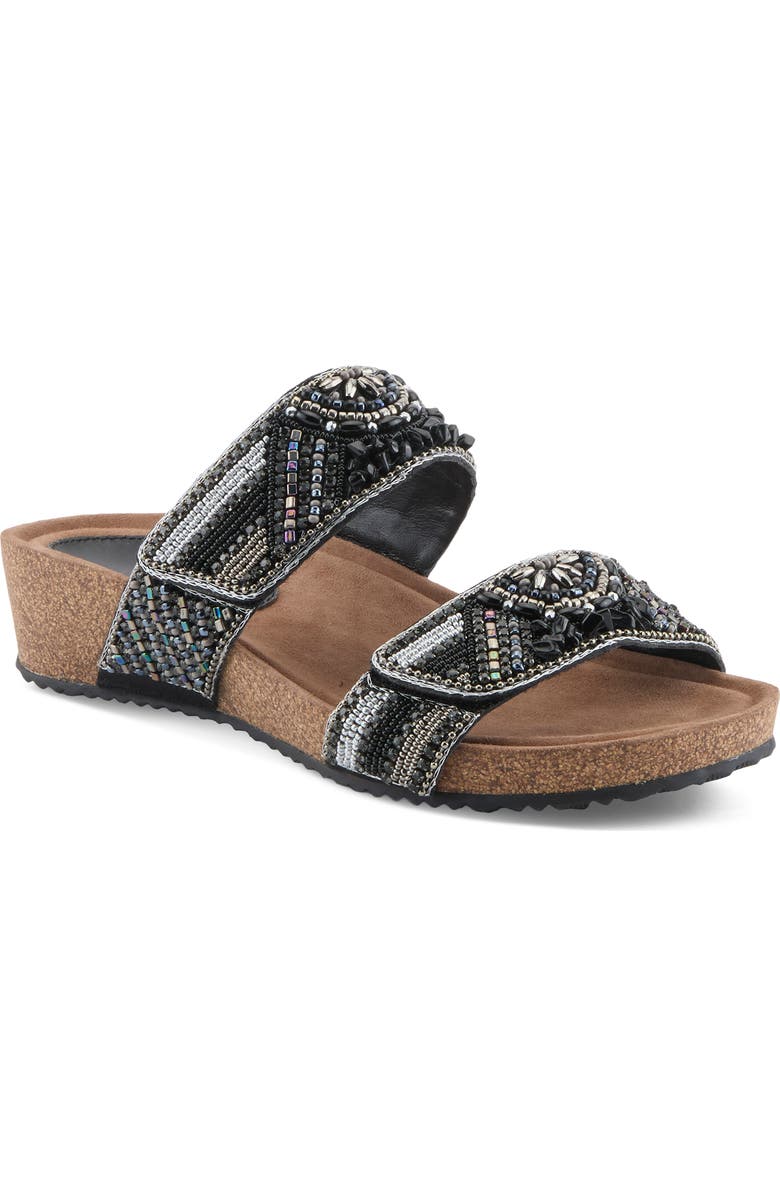 AZURA BY SPRING STEP Bahamain Hand Beaded Platform Sandal, Main, color, Black Multi