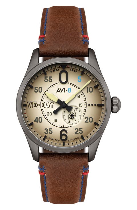 Spitfire Type 300 Automatic VE-Day 80th Anniversary Limited Edition Leather Strap Watch, 41mm