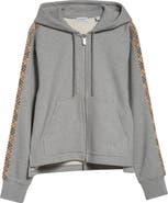 Burberry Harper Check Tape French Terry Full Zip Hoodie