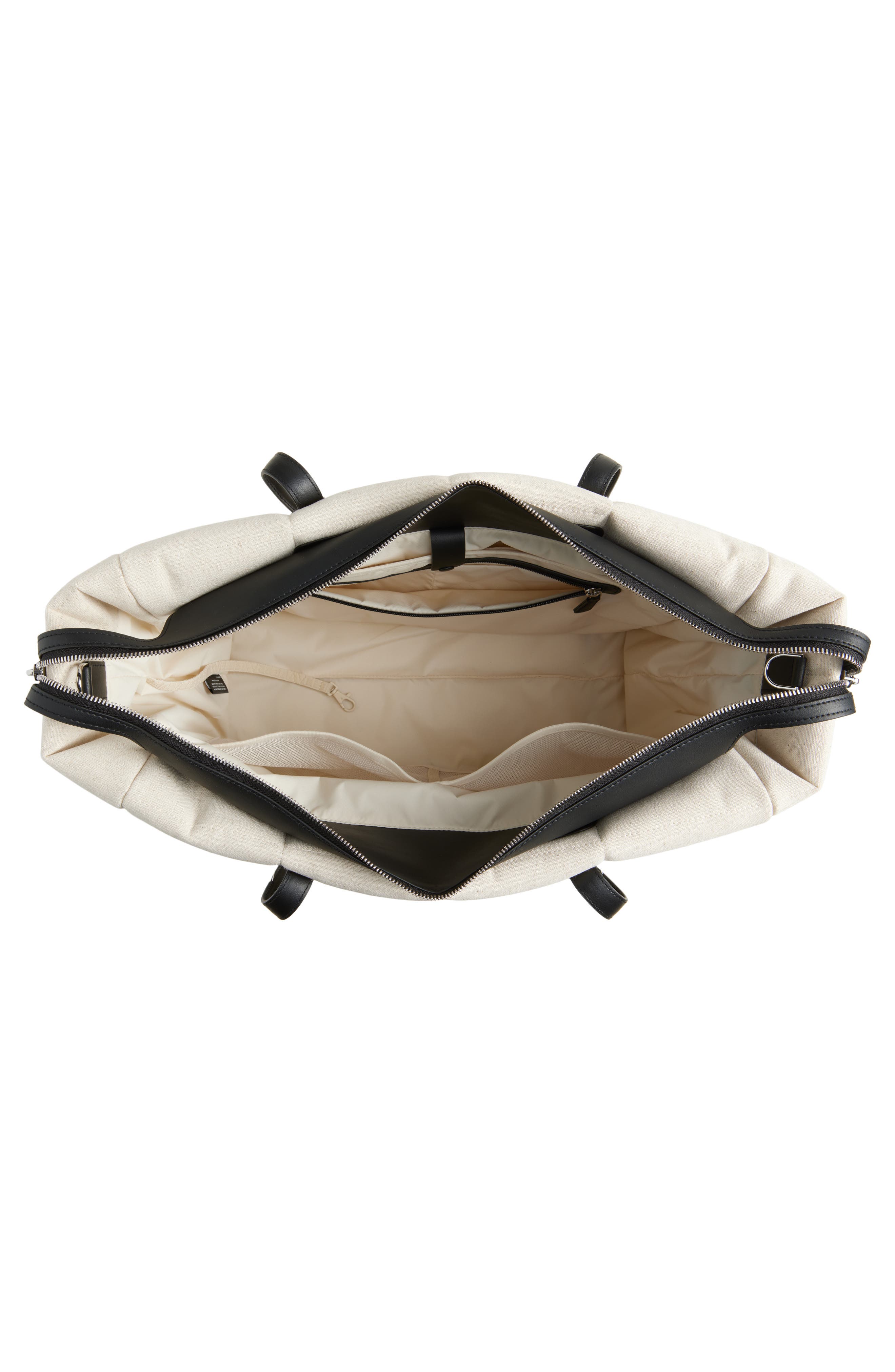 VeeCollective Large Tela Quilted Tote, Alternate, color, Natural Canvas / Black Bbk