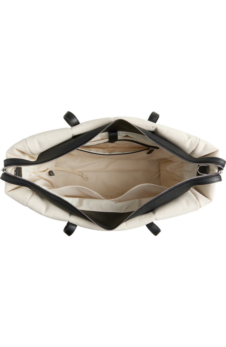 VeeCollective Large Tela Quilted Tote, Alternate, color, Natural Canvas / Black Bbk