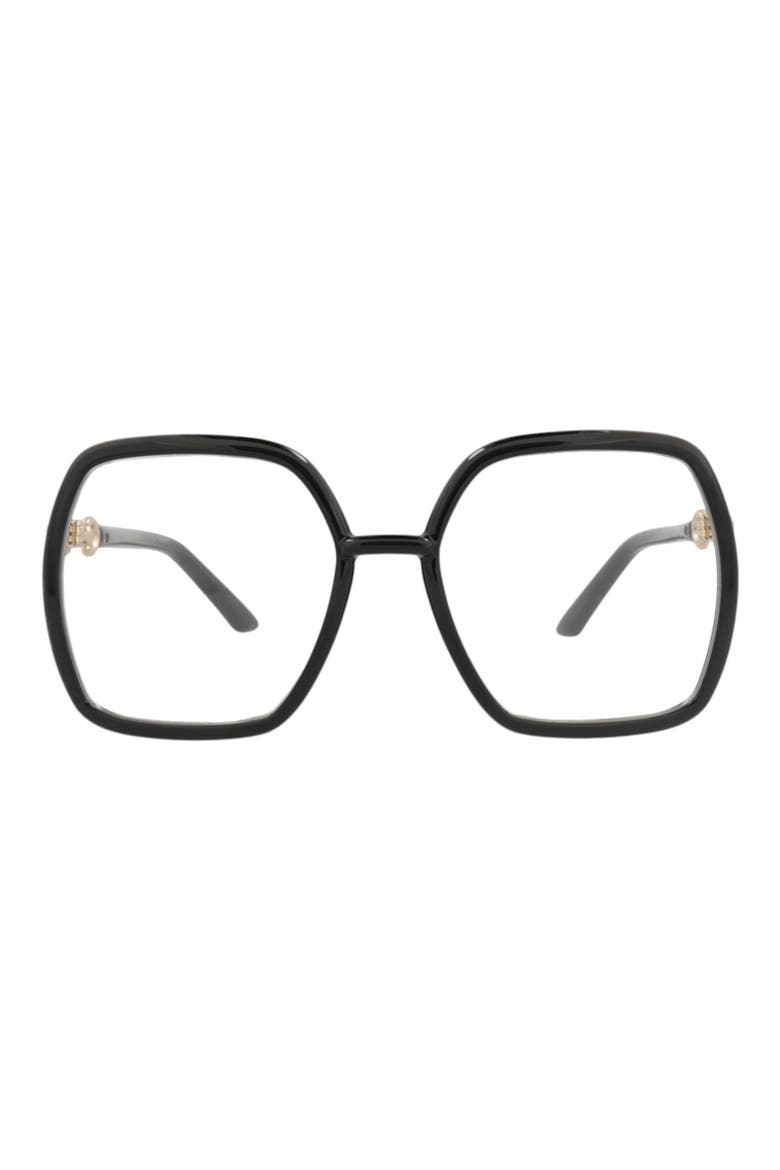 55mm Square Optical Glasses, Main, color, BLACK BLACK TRANSPARENT