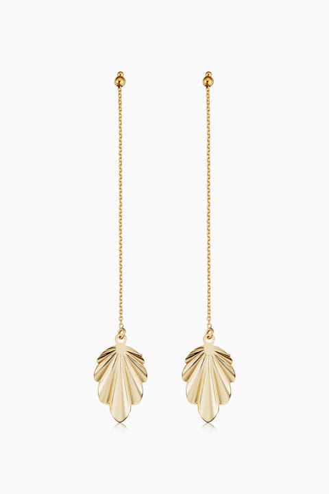 14K Yellow Gold Fanfare Drop Earrings