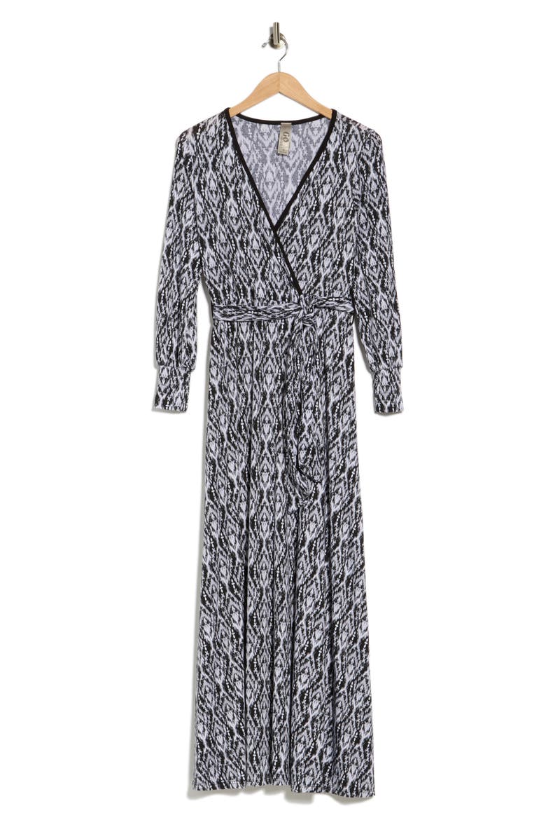 Long Sleeve Wrap Dress, Main, color, GREY