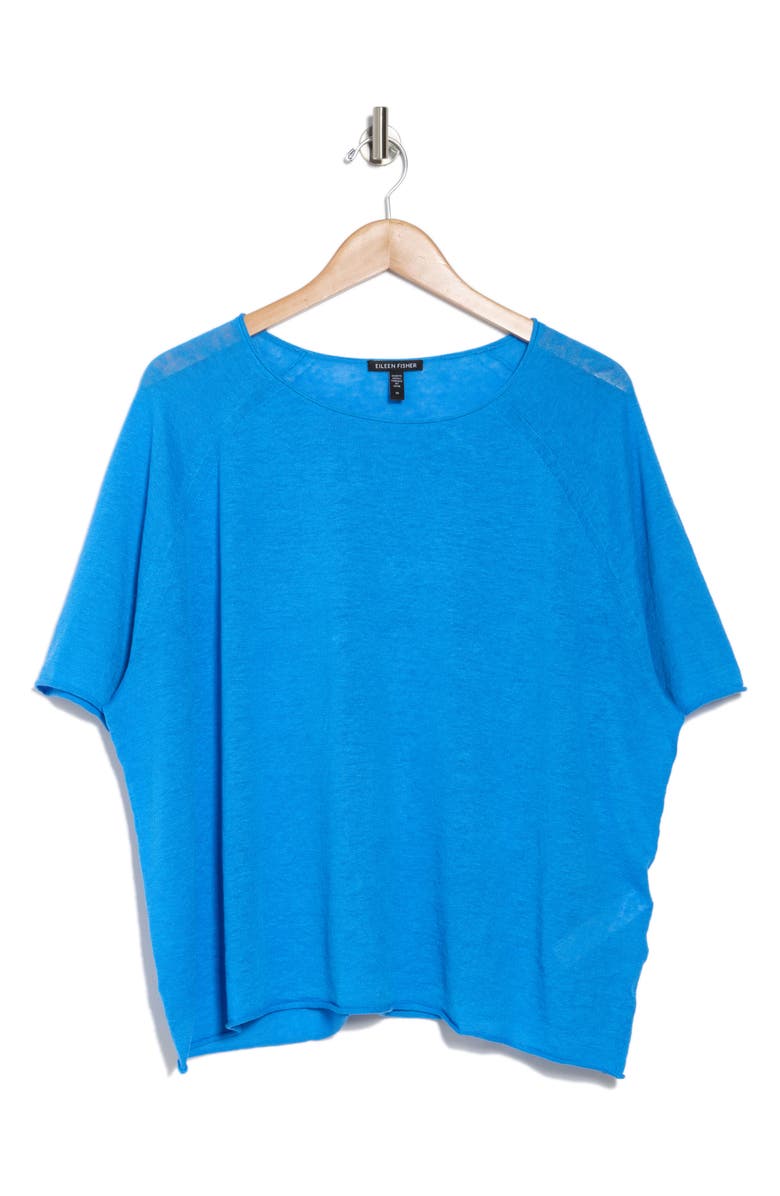 Eileen Fisher Elbow Sleeve Organic Linen & Organic Cotton Sweater, Alternate, color, Calypso