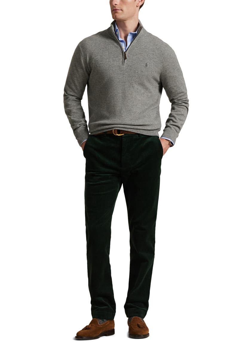 Regular Fit Wool Quarter Zip Sweater, Alternate, color, FAWN GREY HEATHER