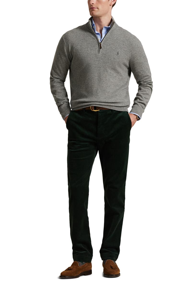 Polo Ralph Lauren Regular Fit Wool Quarter Zip Sweater, Alternate, color, Fawn Grey Heather