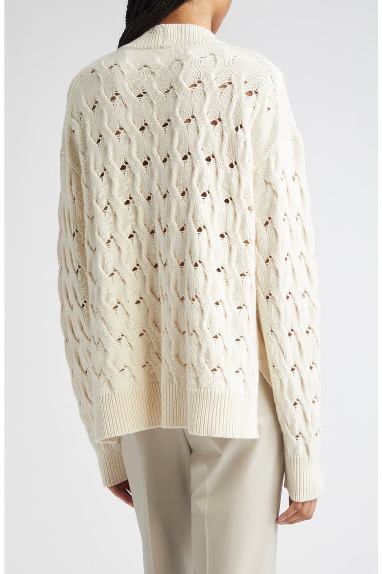 Cable Stitch Cashmere & Silk Sweater, Alternate, color, CLOUD